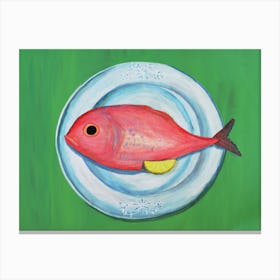 Pink Kitchen Fish Canvas Print