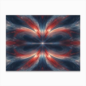 Abstract Fractal Art With Swirling, Symmetrical Patterns In Shades Of Red, Blue, And White Canvas Print