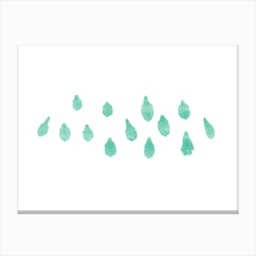 Abstract Green Watercolor Drops – Modern Minimalist Art Canvas Print