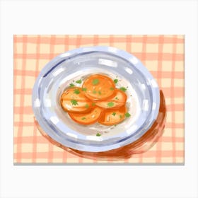 A Plate Of Carrots, Top View Food Illustration, Landscape 2 Canvas Print