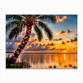 Coastal Christmas Palm Tree Canvas Print