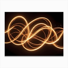 Abstract Digital Image Of A Glowing Golden Line Of Energy Flowing In A Swirling Pattern On A Dark Background Canvas Print