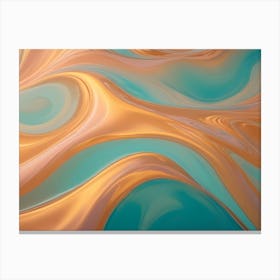 Abstract Image Of Swirling, Fluid Shapes In Shades Of Gold And Teal, Creating A Dynamic And Flowing Effect Canvas Print