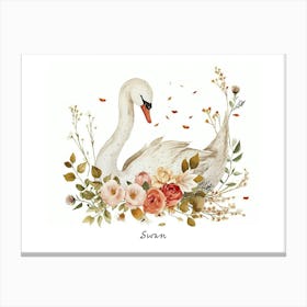 Little Floral Swan 2 Poster Canvas Print