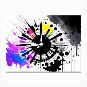 Clock With Paint Splatters Canvas Print
