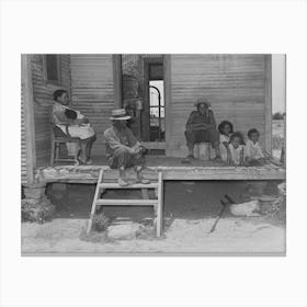 Tenant Farmer And His Family On Front Porch Of Their Home In Wagoner County, Oklahoma By Russell Lee Canvas Print