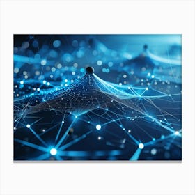 Abstract Digital Art Featuring Large Interconnected Datum Points Symbolizing An Ai Network In A Fut Canvas Print