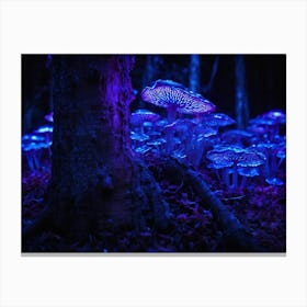 Ai Purple Bioluminescent Fungus On Tree 022202 Canvas Print