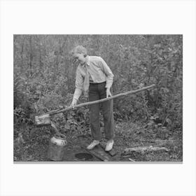 Untitled Photo, Possibly Related To Filling Can With Water From Shallow Well On Farm Near Northome, Minnesota B Canvas Print