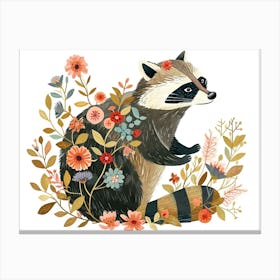 Little Floral Raccoon 1 Canvas Print