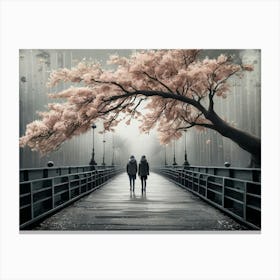 Bridge with cherry blossoms Canvas Print