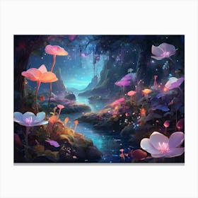 Lotus Flowers In The Forest Canvas Print