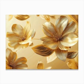 4k Golden Floral Background, Abstract Vintage Flower Design Canvas Print