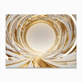 A 3d Render Of A Golden And White Abstract Geometric Tunnel, Creating A Sense Of Depth And Perspective Canvas Print