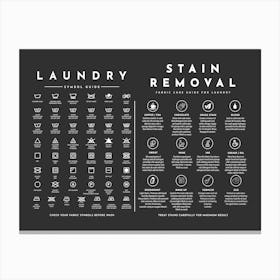Laundry Guide Symbols With Stain Removal Black Background Canvas Print