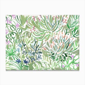Green Spring Floral Canvas Print