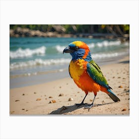 Beautiful Bird On A Sunny Beach 3 Of 3 Canvas Print