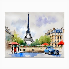 Watercolor Of Paris Canvas Print