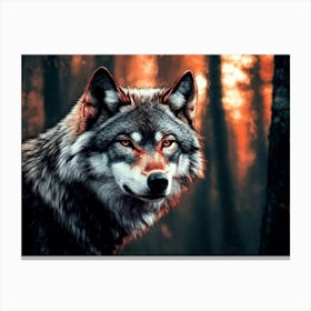 Wolf In The Woods 2 Canvas Print