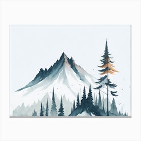 Mountain And Forest In Minimalist Watercolor Horizontal Composition 215 Canvas Print