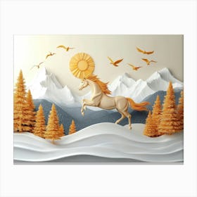 Unicorn In The Mountains Canvas Print