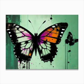 Butterfly On A Green Background 1 Canvas Print