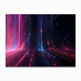 Abstract Background With Streaks Of Pink And Blue Light Shooting Upwards From A Surface, Creating A Dynamic And Energetic Effect Canvas Print