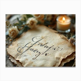 Calligraphic Handwriting Crafting An Elegant Thank You Note Swoops And Curls Of The Letters Intrica (2) Canvas Print