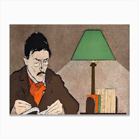 Man Reading A Book Illustration, Edward Penfield Canvas Print