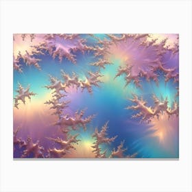 Abstract, Intricate, Delicate Design Resembling Frost Or Crystals, With A Vibrant, Colorful Background Canvas Print