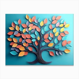 Colorful Tree With Leaves On Hanging Branches 5 Canvas Print