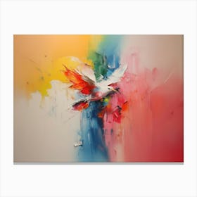 Abstract Rainbow Colour Dove Palette Knife Oil Painting Canvas Print