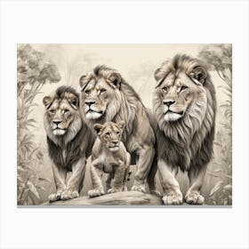 Default Beautiful Lions 3d Relief Wallpaper Mural Wallpaper Wa 2 Canvas Print