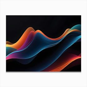 Abstract Image Of Colorful, Glowing Waves On A Black Background, Creating A Dynamic And Energetic Effect 9 Canvas Print