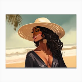 Illustration of an African American woman at the beach 95 Canvas Print