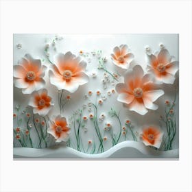 A Classic 3d Artwork Illustration Of Beautiful Flowers Canvas Print