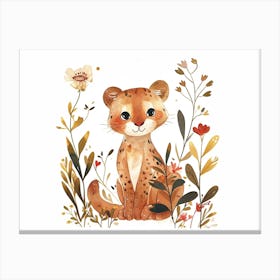 Little Floral Cougar 2 Canvas Print