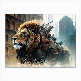 Lion In The City 3 Canvas Print