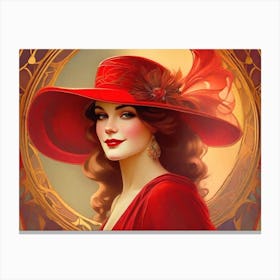 Lady In A Red Hat Canvas Print