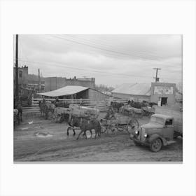 Untitled Photo, Possibly Related To Lot In Which Farmers Leave Their Wagons And Horses While Attending To Do Business Canvas Print