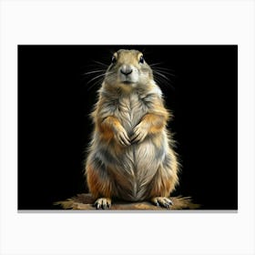 Prairie Dog Portrait With Black Background And Golden Glow Canvas Print