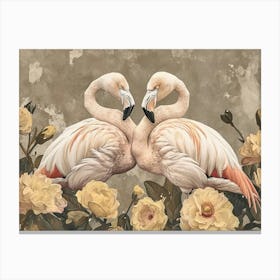 Floral Animal Illustration Flamingo 3 Canvas Print