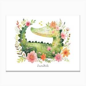 Little Floral Crocodile 2 Poster Canvas Print