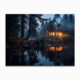 Cabin In The lake Canvas Print