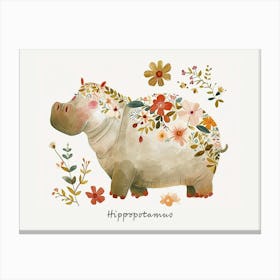 Little Floral Hippopotamus 2 Poster Canvas Print