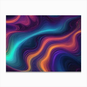 Abstract Image Of Swirling, Iridescent Colors In Shades Of Blue, Teal, Purple, Orange, And Yellow 9 Canvas Print