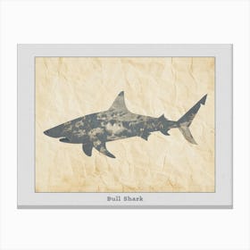 Bull Shark Grey Silhouette 3 Poster Canvas Print