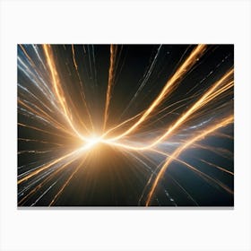 A Dark Background With A Central Glowing Point, From Which Emanate Bright Yellow And White Lines Canvas Print