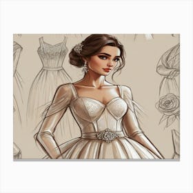 Wedding Dress Drawing 3 Canvas Print