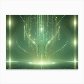 An Abstract Design Of Glowing, Green Lines Against A Dark Background Canvas Print